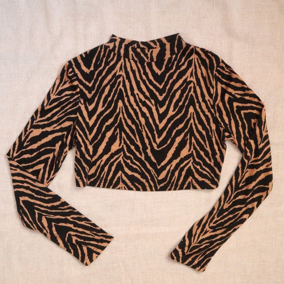 Shein Zebra Mock Neck Crop Top - Picture 2 of 6